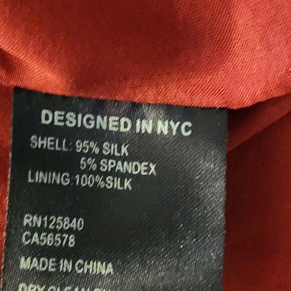 Intermix Victoria Deep Red 95% Silk Midi Dress, High Collar, Keyhole Neck, Sz 10 - Picture 9 of 11